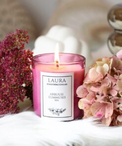 Lõhnaküünal 'Arbuusi lummuses' sojavahast, 215g, 50h, roosa