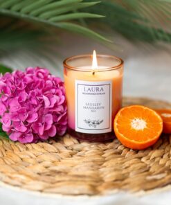 Lõhnaküünal 'Sädelev mandariin' sojavahast, 215g, 50h, oranž-roosa